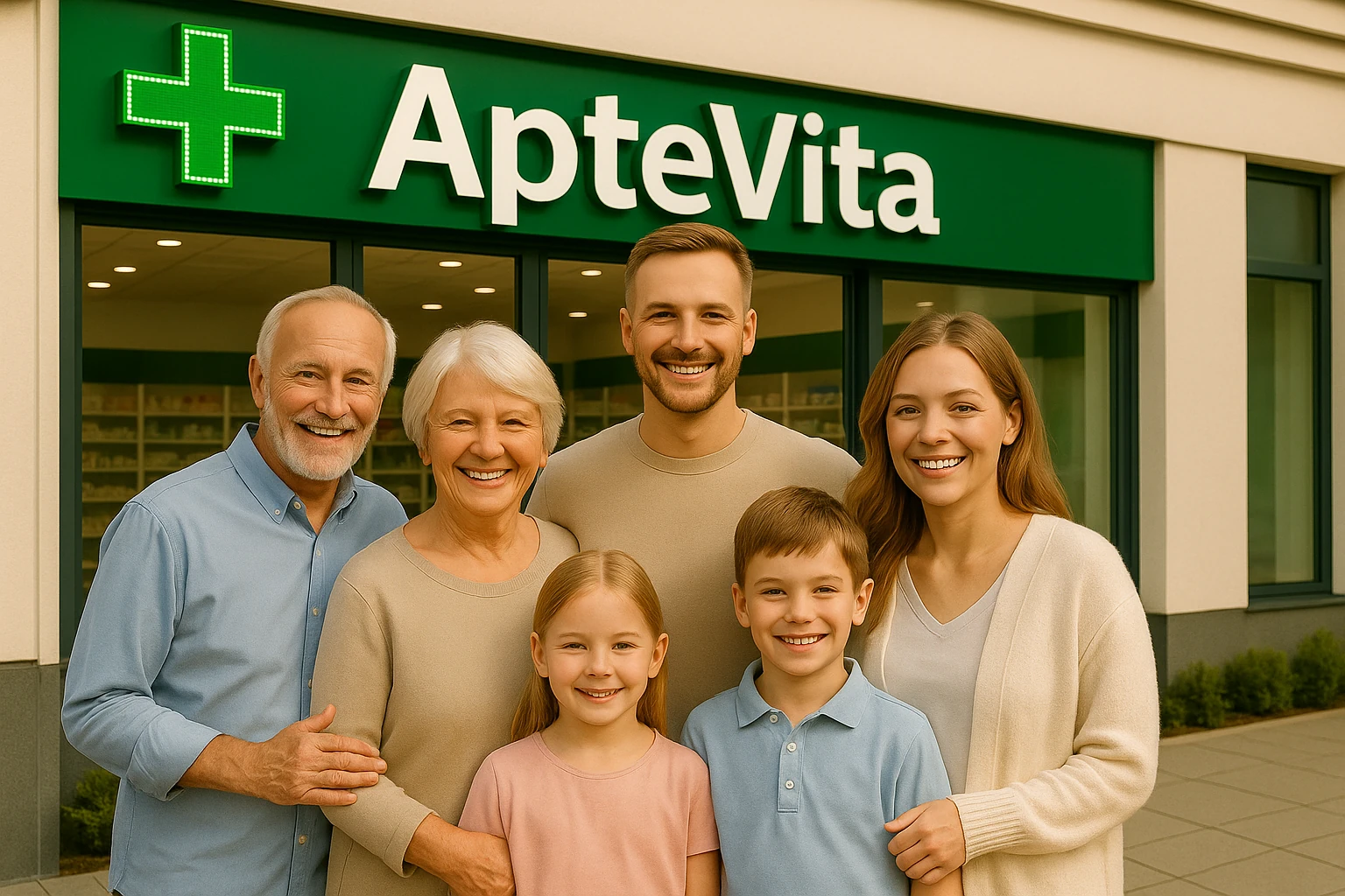 Pacjenci przed apteką ApteVita